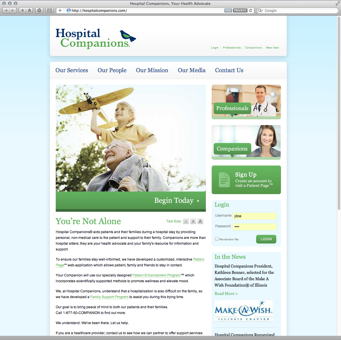 hospital companions - website